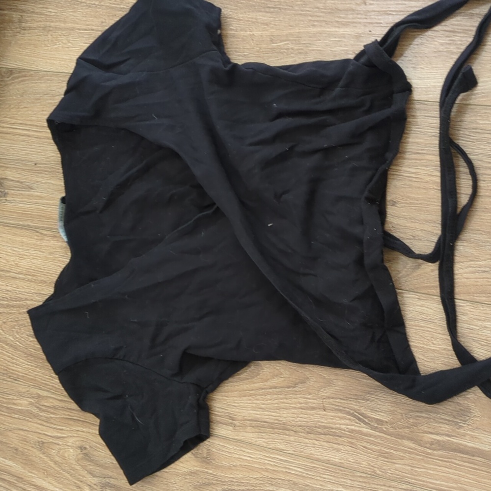 brandy melville black crossover tie shirt